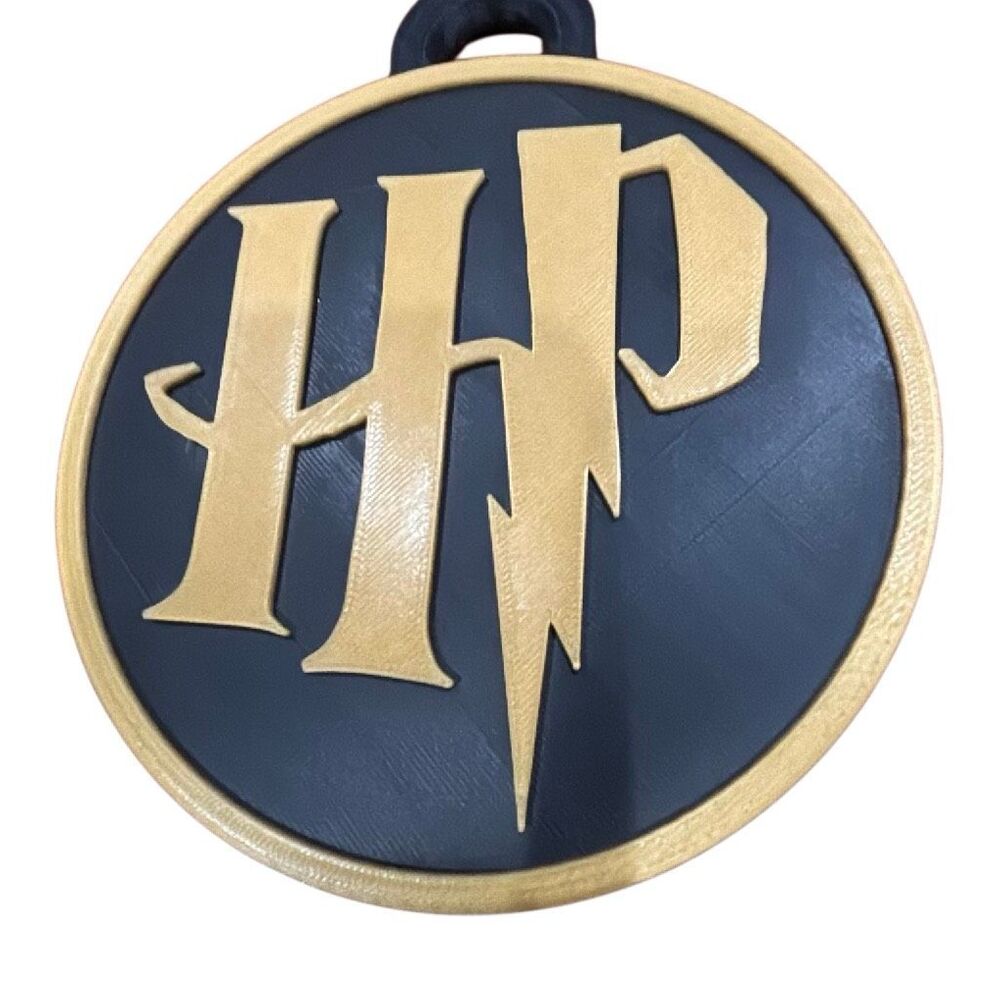 Wizard Inspired HP 3D Printed Wall Pendant – 10 Inch Hanging Decor Black & Gold